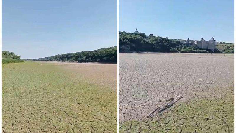 Imagini cu râul Nistru, secat în zona orașului Hotin, Ucraina. Ministerul Mediului: Republica Moldova nu va fi afectată - agroexpert.md
