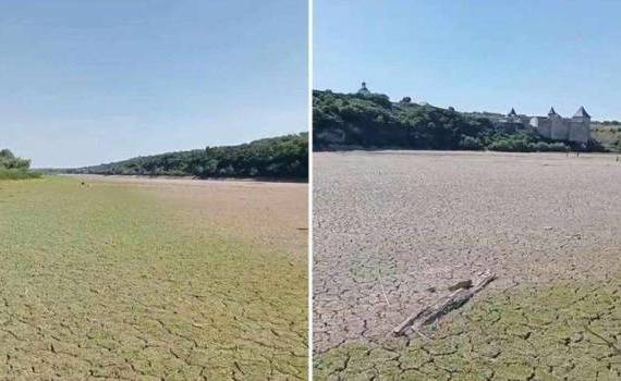 Imagini cu râul Nistru, secat în zona orașului Hotin, Ucraina. Ministerul Mediului: Republica Moldova nu va fi afectată - agroexpert.md